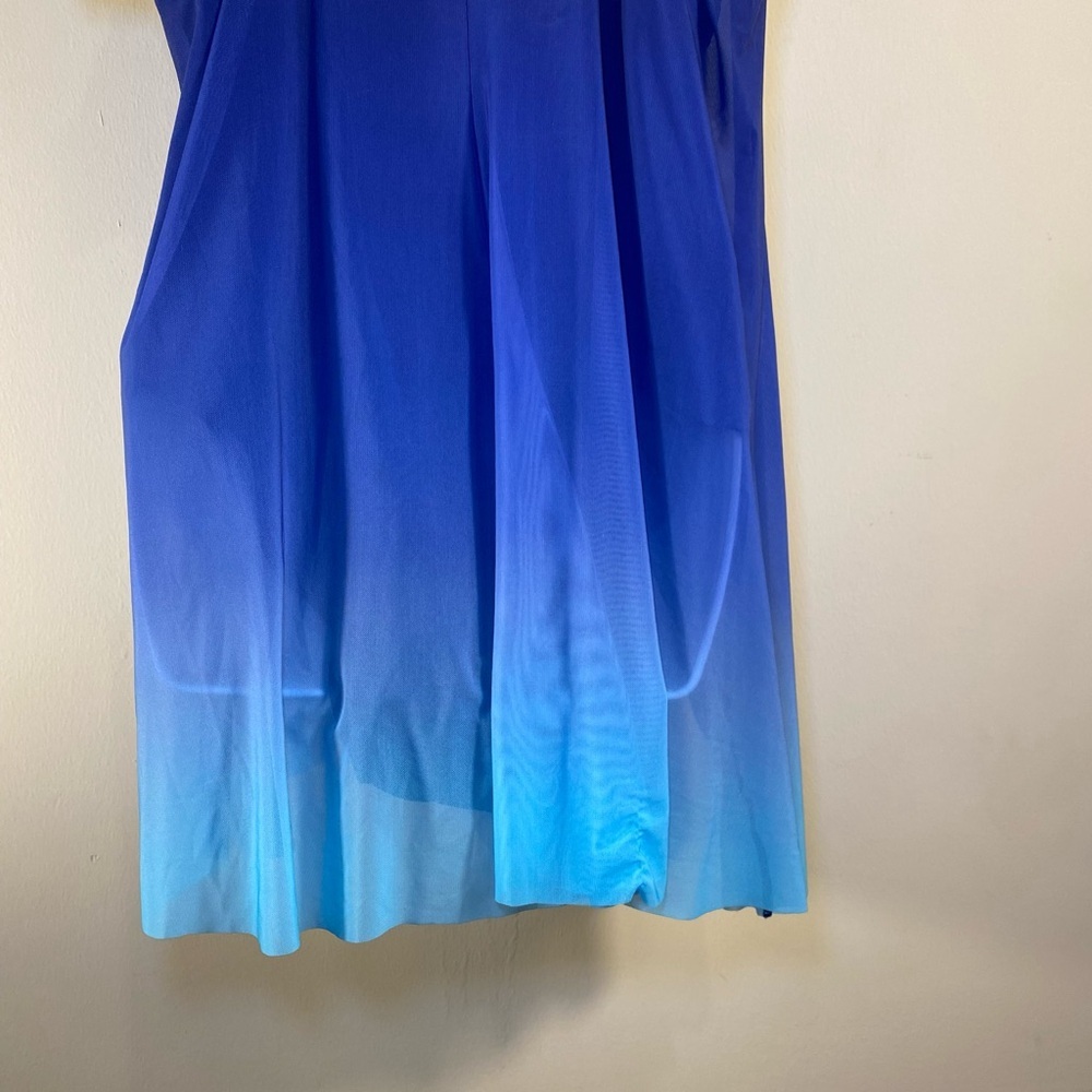 Island Waves Sheer Blue Ombré Fly-Away Front One Piece Swim 3X - Picture 5 of 5